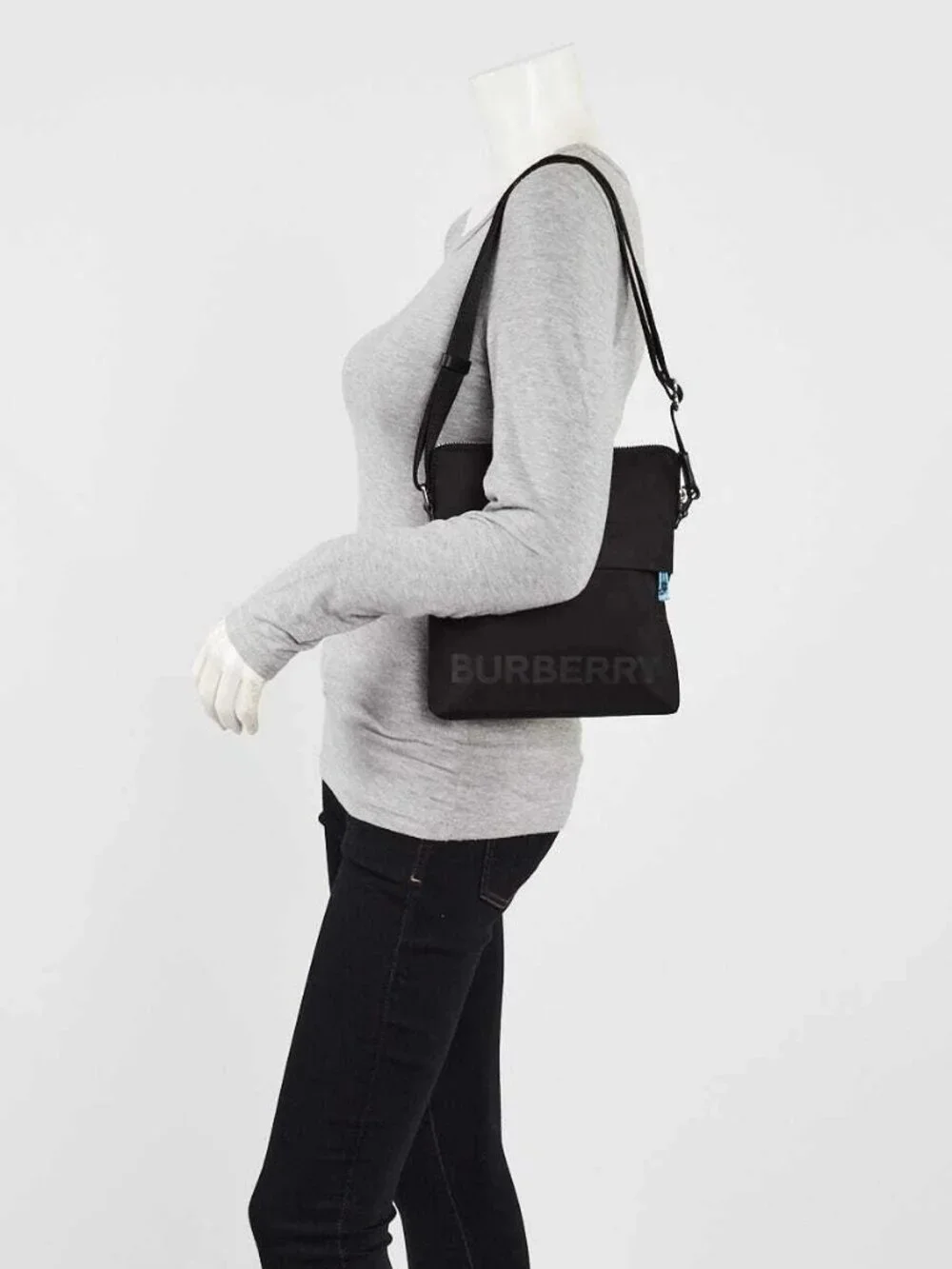 Burberry Black Nylon Logo Print Small Shoulder Bag - Picture 2 of 12